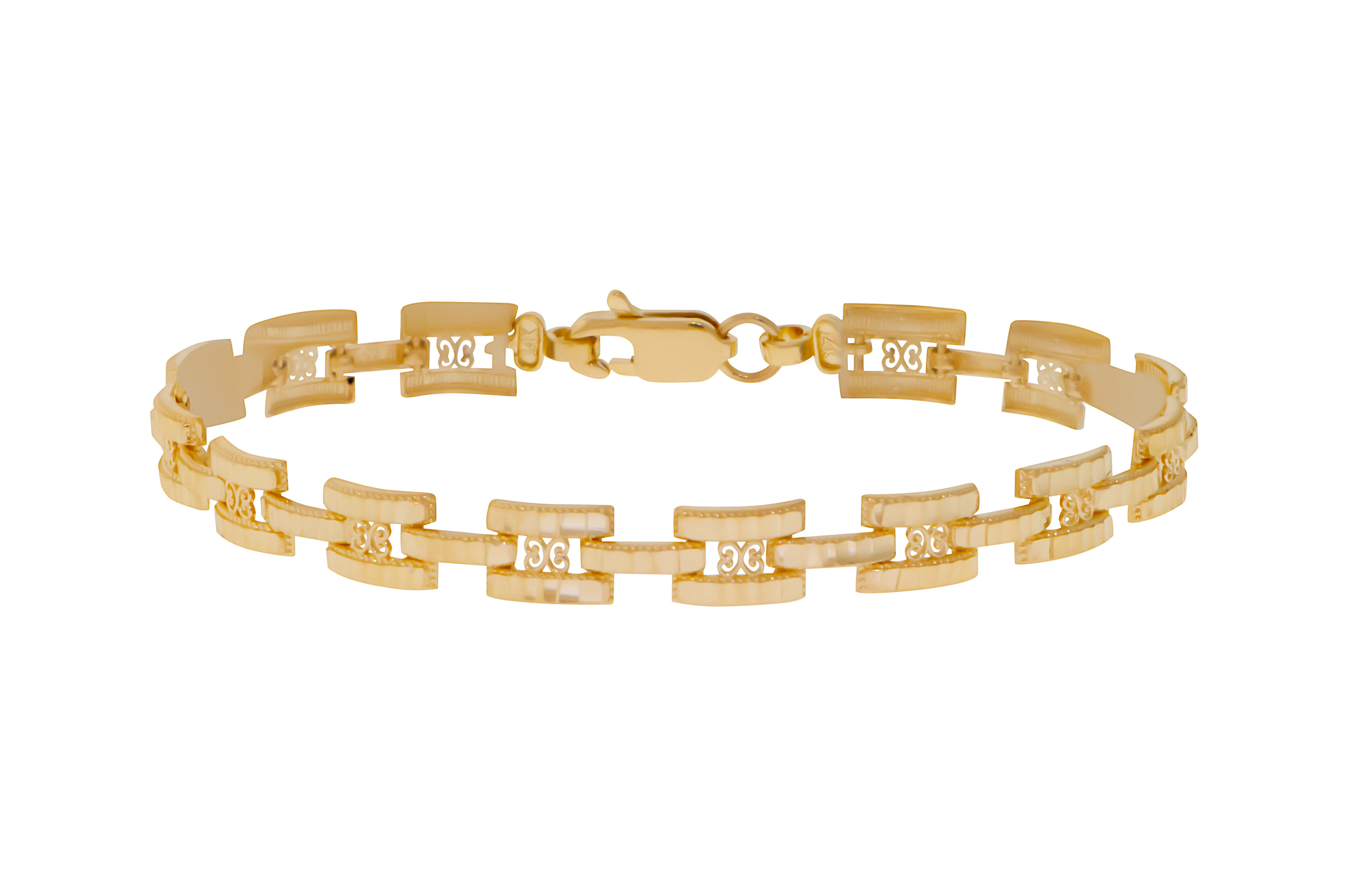 14K Yellow Gold Diamond Cut Bracelets 6.86 Mm Wide
